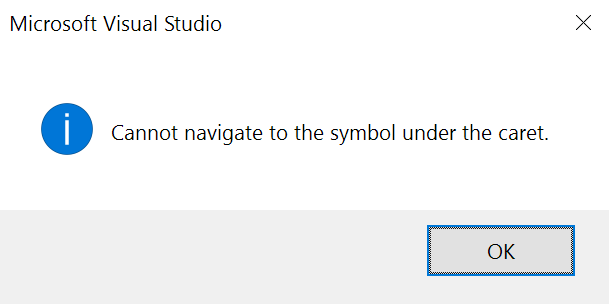Go To Definition error message